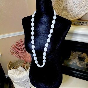 White Bead long Necklace